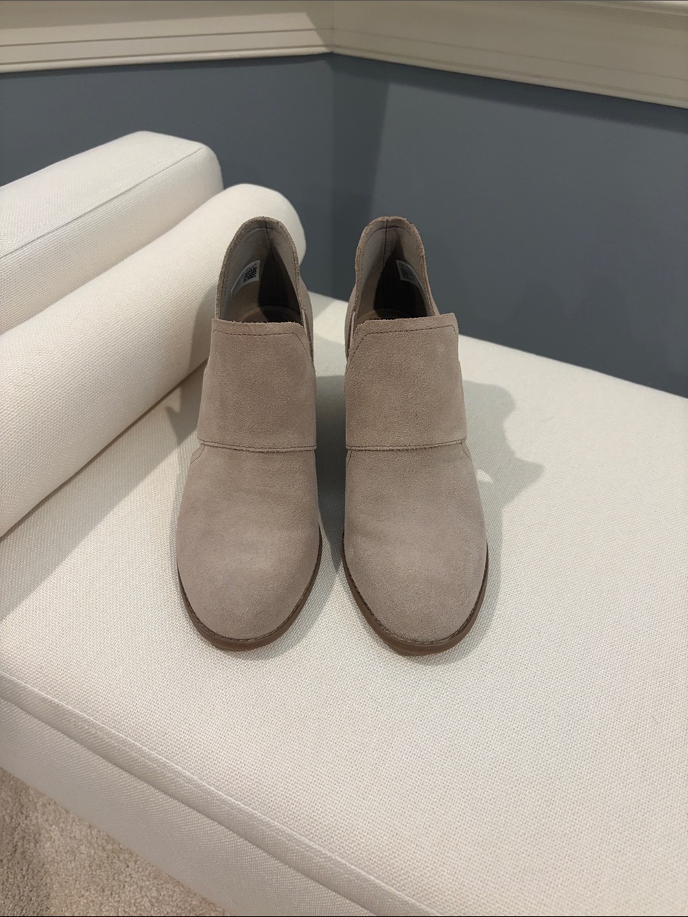 Toms Suede Ankle Booties in Taupe